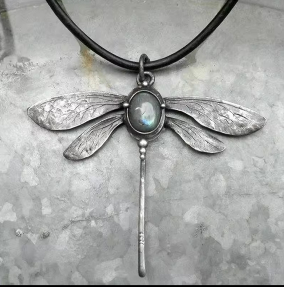 Silver Dragonfly Pendant Necklace